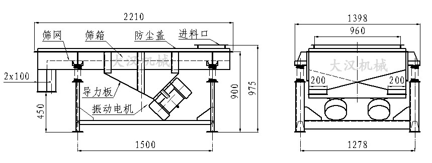 直线振动筛外形尺寸